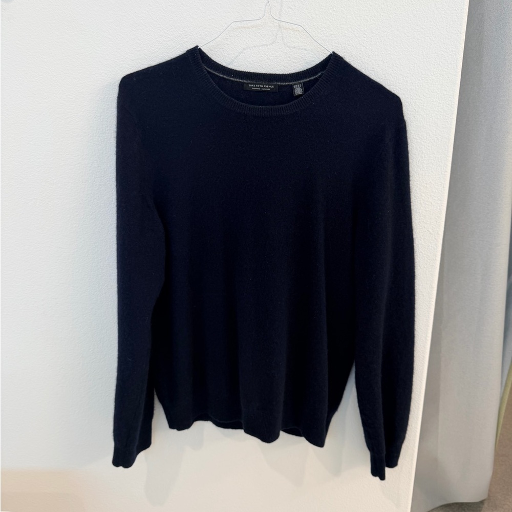 Saks Fifth Avenue Navy Crew Neck Cashmere Sweater